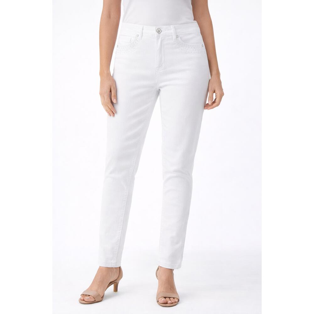 C’est Toi White Rhinestone Embellished Skinny Jeans – Size 7